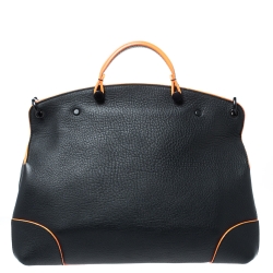 Pre Owned Furla Black/Neon Orange Leather Piper Top Handle Bag