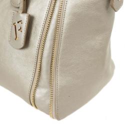 Pre Owned Furla Onyx Pebbled Leather 'Amazzone' Zip Hobo