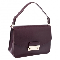 Pre Owned Furla Burgundy Leather Metropolis Shoulder Bag