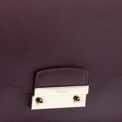 Pre Owned Furla Burgundy Leather Metropolis Shoulder Bag