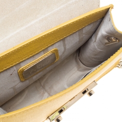 Pre Owned Furla Yellow Leather Metropolis Chain Crossbody Bag