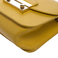 Pre Owned Furla Yellow Leather Metropolis Chain Crossbody Bag