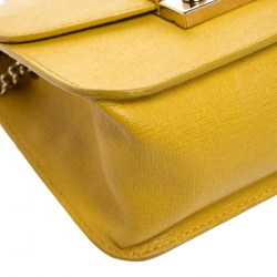 Pre Owned Furla Yellow Leather Metropolis Chain Crossbody Bag