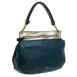 Pre Owned Furla Tricolor Leather Zip Hobo