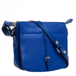 Pre Owned Furla Electric Blue Leather Messenger Bag