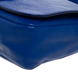 Pre Owned Furla Electric Blue Leather Messenger Bag