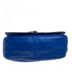 Pre Owned Furla Electric Blue Leather Messenger Bag