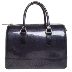 Pre Owned Furla Metallic Purple Rubber Candy Satchel