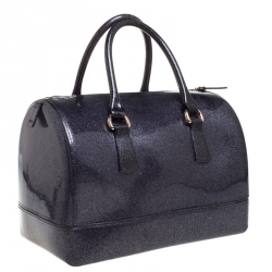 Pre Owned Furla Metallic Purple Rubber Candy Satchel