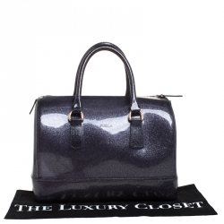 Pre Owned Furla Metallic Purple Rubber Candy Satchel