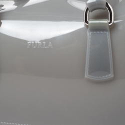 Pre Owned Furla Grey/Silver Rubber and Aluminium Candy Satchel