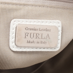 Pre Owned Furla Cream Leather Piper Dome Satchel