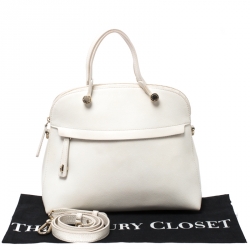 Pre Owned Furla Cream Leather Piper Dome Satchel