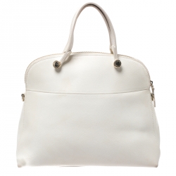 Pre Owned Furla Cream Leather Piper Dome Satchel