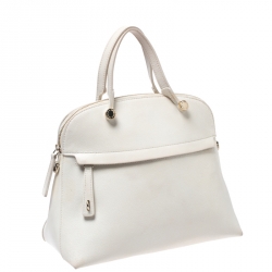Pre Owned Furla Cream Leather Piper Dome Satchel