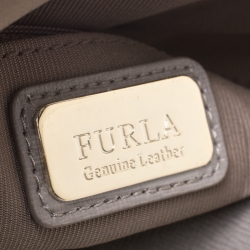 Pre Owned Furla Grey Leather Dome  Front Pocket Satchel
