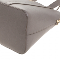 Pre Owned Furla Grey Leather Dome  Front Pocket Satchel