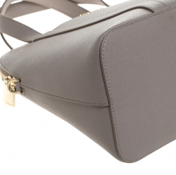 Pre Owned Furla Grey Leather Dome  Front Pocket Satchel