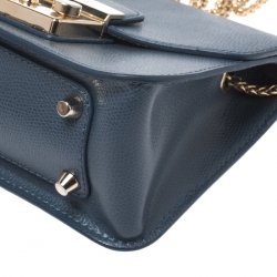 Pre Owned Furla Blue Leather Mini Metropolis Crossbody Bag