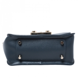 Pre Owned Furla Blue Leather Mini Metropolis Crossbody Bag