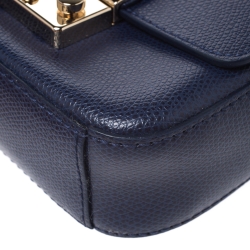 Pre Owned Furla Navy Blue Leather Mini Metropolis Crossbody Bag