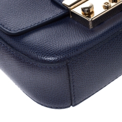 Pre Owned Furla Navy Blue Leather Mini Metropolis Crossbody Bag