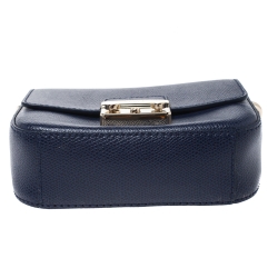 Pre Owned Furla Navy Blue Leather Mini Metropolis Crossbody Bag
