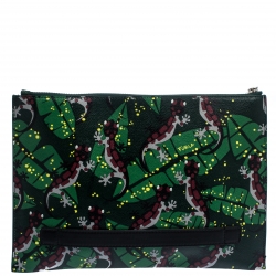 Pre Owned Furla Multicolor Lizard Print Leather Clutch
