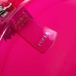 Pre Owned Furla Fuchsia Glossy Rubber Candy Satchel