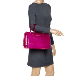 Pre Owned Furla Fuchsia Glossy Rubber Candy Satchel