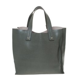 Pre Owned Furla Olive Green Leather Shopper Tote
