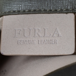 Pre Owned Furla Olive Green Leather Shopper Tote