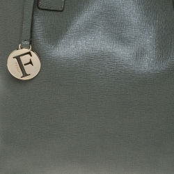 Pre Owned Furla Olive Green Leather Shopper Tote