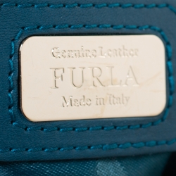 Pre Owned Furla Black/Cream Zebra Print Leather Piper Top Handle Bag w/ Zippy Wallet