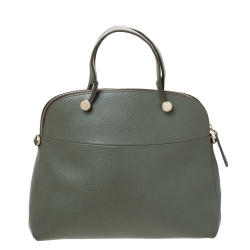 Pre Owned Furla Olive Green Leather Piper Dome Satchel
