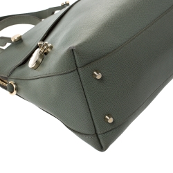 Pre Owned Furla Olive Green Leather Piper Dome Satchel
