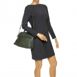 Pre Owned Furla Olive Green Leather Piper Dome Satchel