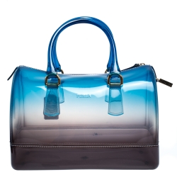 Pre Owned Furla Blue/Black Ombre Rubber Candy Satchel