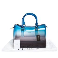 Pre Owned Furla Blue/Black Ombre Rubber Candy Satchel