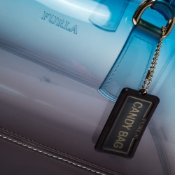 Pre Owned Furla Blue/Black Ombre Rubber Candy Satchel