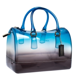 Pre Owned Furla Blue/Black Ombre Rubber Candy Satchel