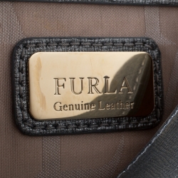 Pre Owned Furla Metallic Silver Leather Mini Metropolis Crossbody Bag