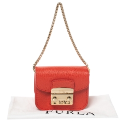 مملوكة مسبقًا Furla Orange Leather Metropolis Coin Purse