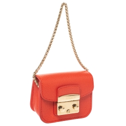 مملوكة مسبقًا Furla Orange Leather Metropolis Coin Purse