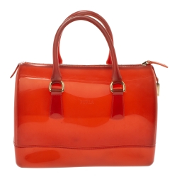 Pre Owned Furla Orange Rubber Candy Satchel