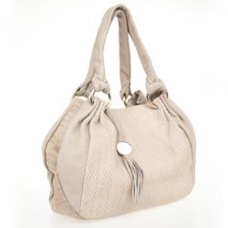 Pre Owned Furla Beige Python Embossed Leather Hobo