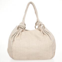 Pre Owned Furla Beige Python Embossed Leather Hobo