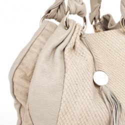 Pre Owned Furla Beige Python Embossed Leather Hobo