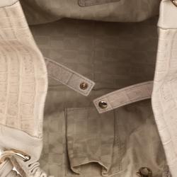 Pre Owned Furla Beige Python Embossed Leather Hobo