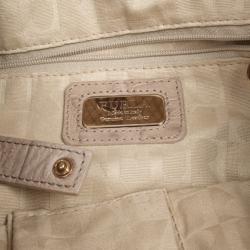 Pre Owned Furla Beige Python Embossed Leather Hobo